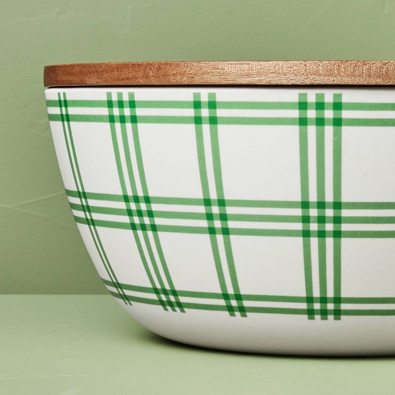 4pc Tri-Stripe Plaid Melamine Serving Bowl and Utensil Set Green/Cream - Hearth &#38; Hand&#8482; with Magnolia, 5 of 6