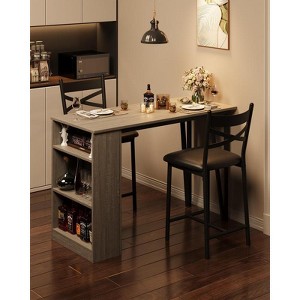 3-Piece Bar Table Set - Flip-Top Extension with Storage Shelves, Space-Saving for Kitchen/Apartment - 1 of 4