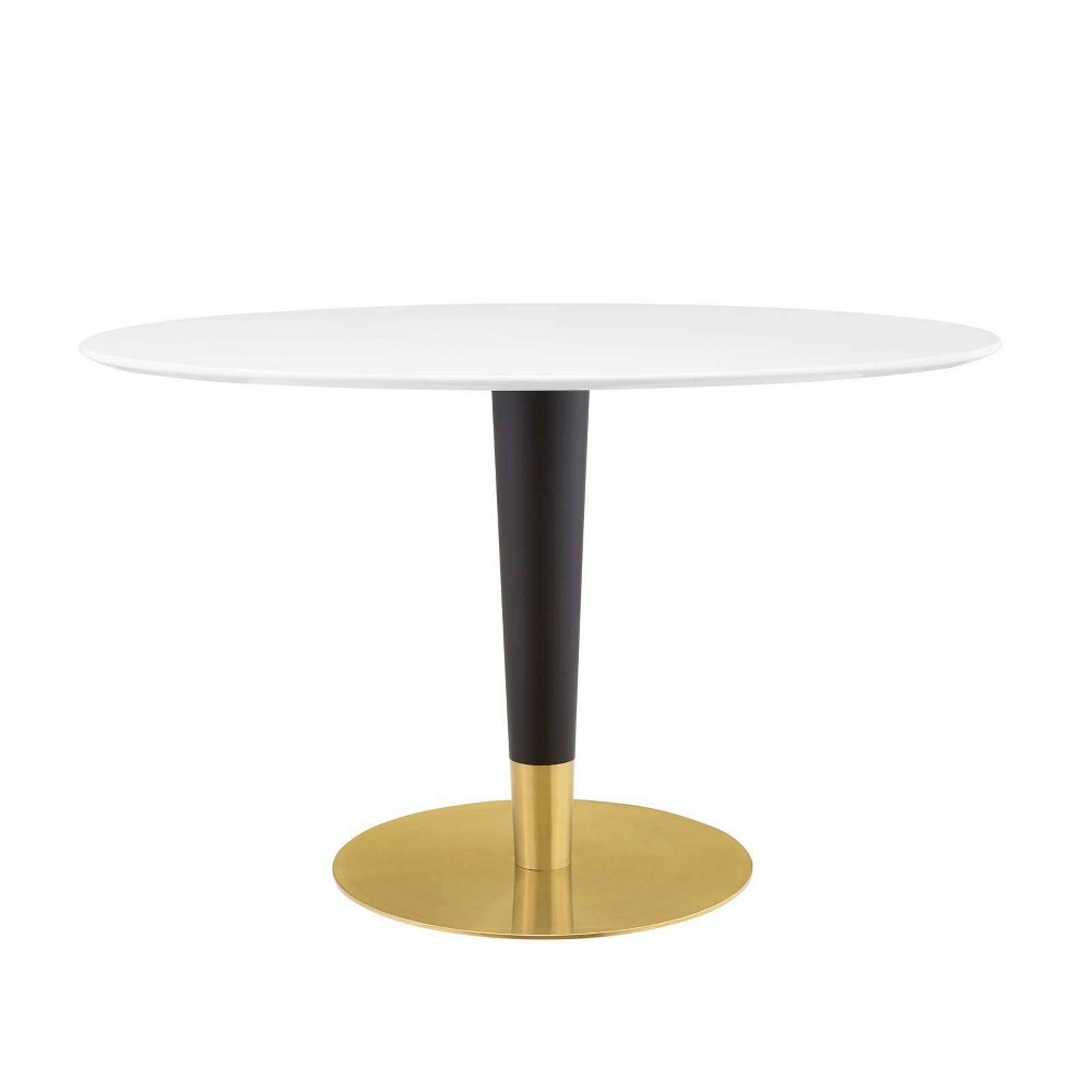 Photos - Dining Table Modway 48" Zinque Oval Wood  Gold/White  