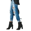 Coolmee Women's Ripped Mid Waisted Boyfriend Jeans Loose Fit Distressed Stretchy Denim Pants - 2 of 4