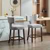 TIRAMISUBEST Wood Frame Mid Century Modern Bar Chairs Set of 2, Upholstered Bar Stools with Nailheads Trim & Footrest - 2 of 4