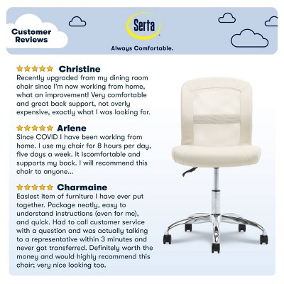 Cream Faux Leather and Mesh Swivel Ergonomic Task Chair