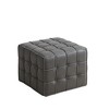 Dexmalle Genuine Leather Tufted Ottoman,Gary - 2 of 4