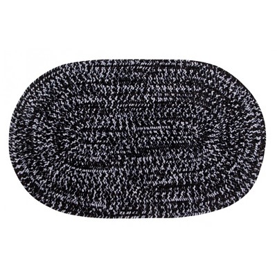 22" x 40" Chenille Tweed Collection Black & Gray Reversible Indoor Area Utility Oval Rug - Better Trends