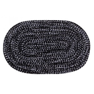 22" x 40" Chenille Tweed Collection Black & Gray Reversible Indoor Area Utility Oval Rug - Better Trends - 1 of 4