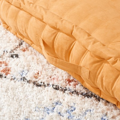 Gardenia Ginger Velvet Square Floor Pillow with Handle