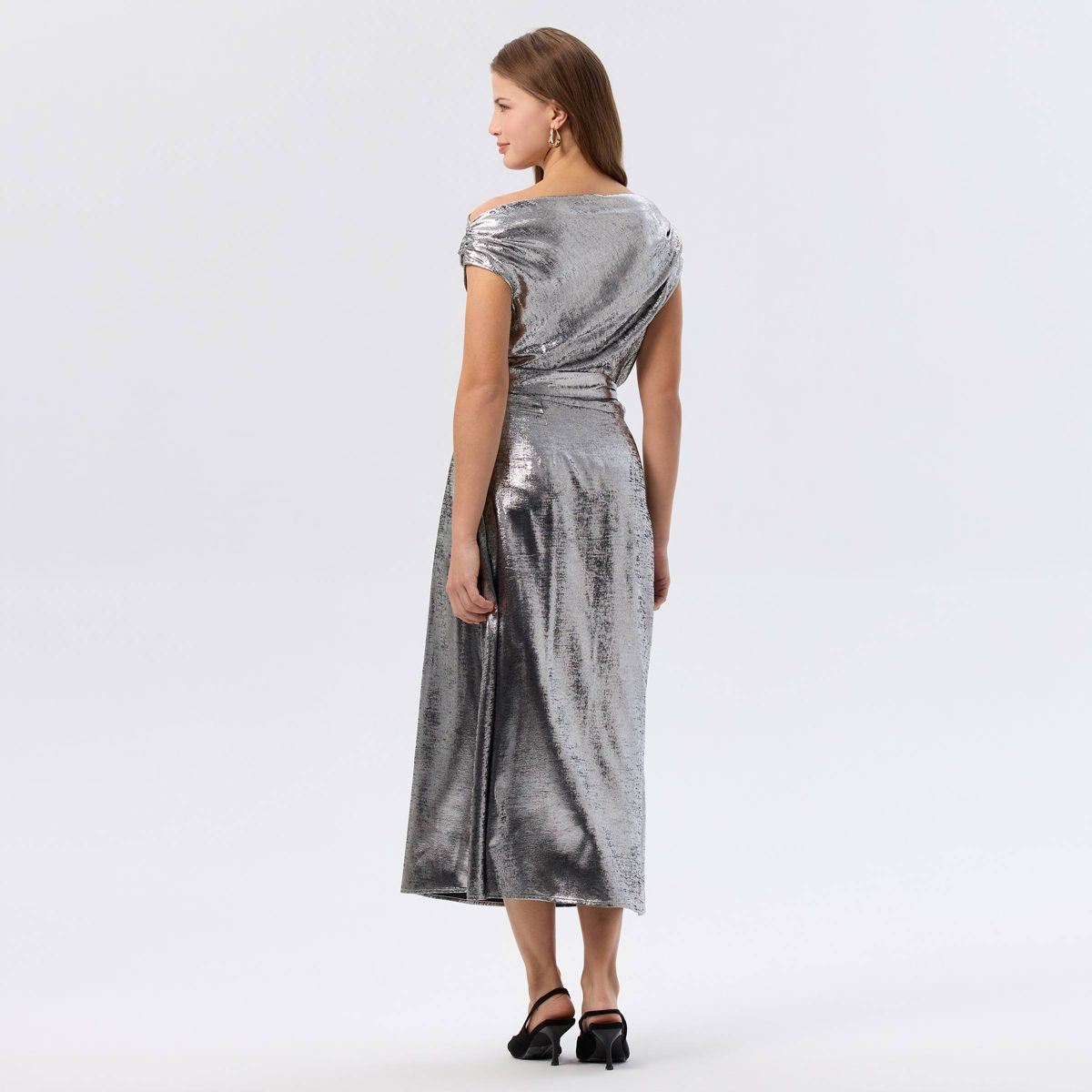Women's Sleeveless Metallic Belted Midi A-Line Dress - A New Day™ - thumbnail 5
