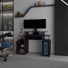 Vynxaria Gaming & Office Desk - Black, Large Multi-Monitor Tabletop, Ergonomic Screen Height, Closed Cabinet, Open Shelving, CPU Stand - 2 of 4
