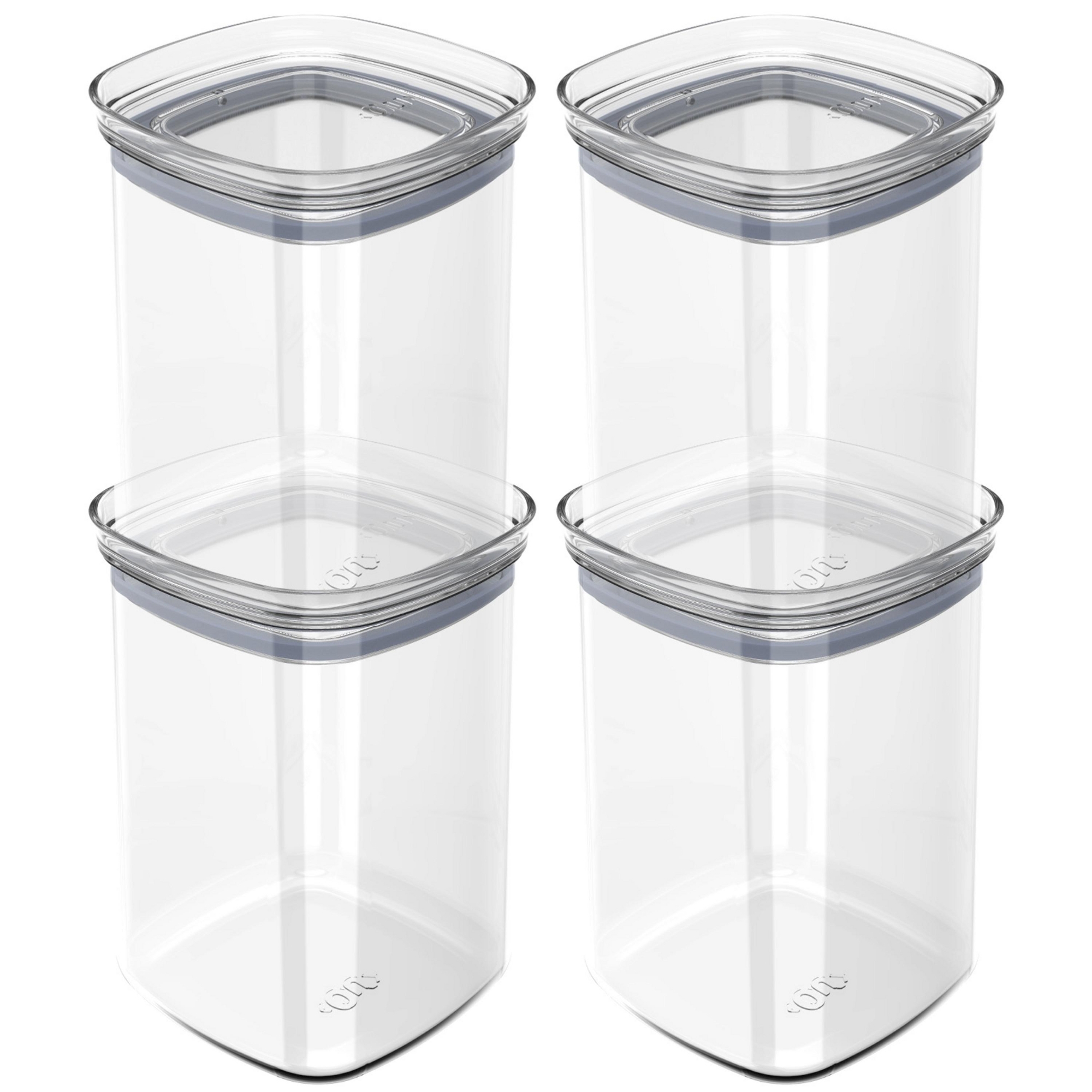 OU Airtight Food Storage Container 8pc (set of 4) BPA Free Clear Plastic Storage Container with Leak Proof Lid, Stackable Kitchen Pantry Organizer