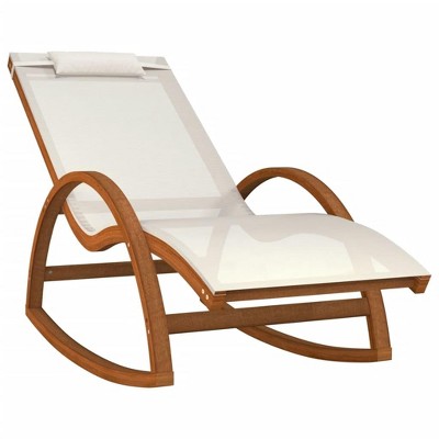 vidaXL White Rocking Chair - Solid Poplar Wood Frame, Durable Textilene Fabric Seat, Indoor and Outdoor Use, Ergonomic Design