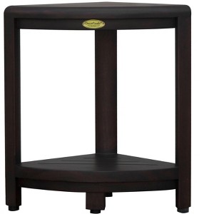 DecoTeak® SnazzyCorner® Fully Assembled 18"H Teak Wood Corner Shower Bench with Shelf in Woodland Brown Finish - 1 of 4
