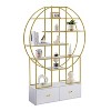 Hommoo 70.8 Inch Round Bookshelf with Two Drawers - 3 of 4