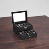 Synthetic Leather 20 - Slot Watch Box with Glass Lid. 2 - Layer, Lockable Watch Display Case - 2 of 4