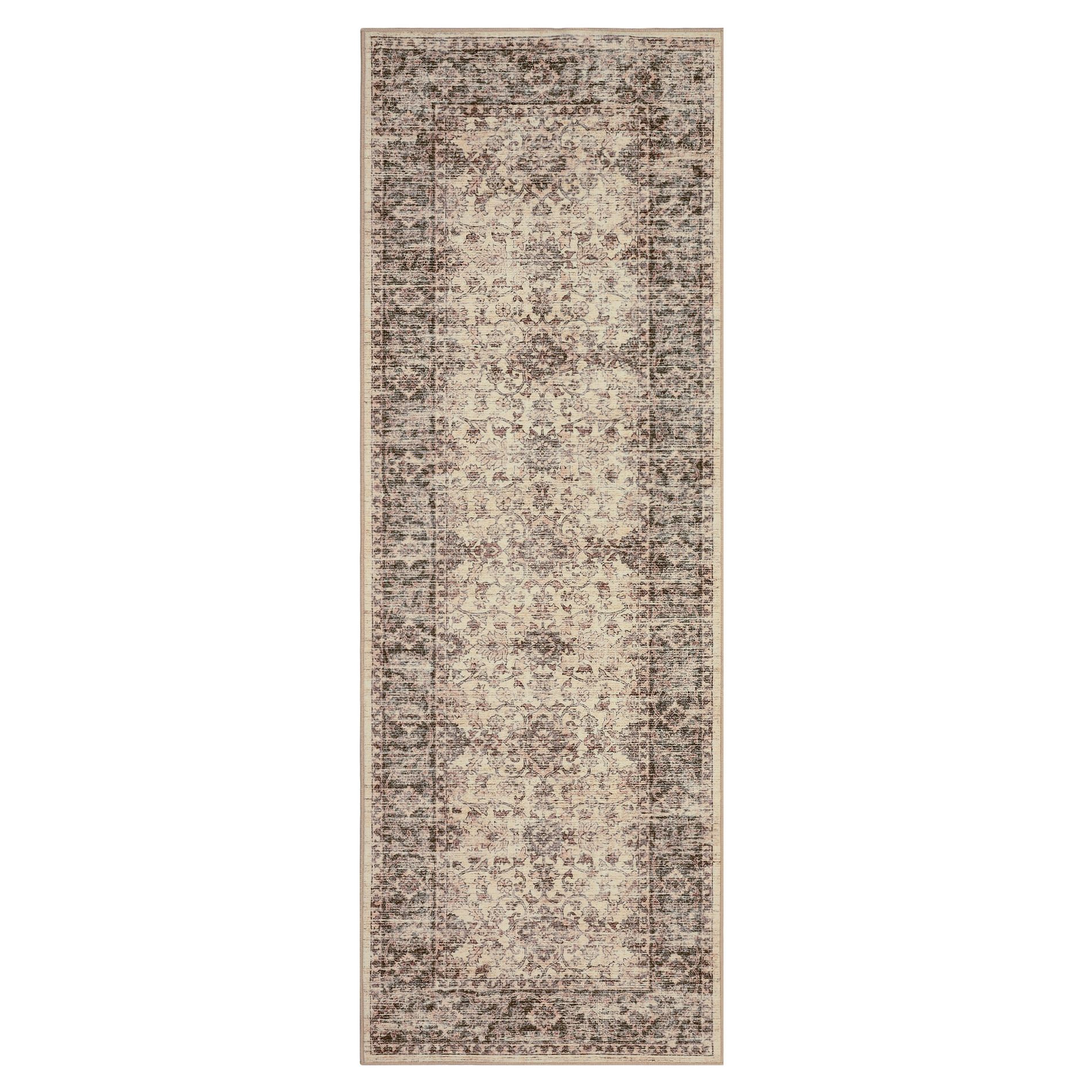 Vintage Boho Area Rugs, Vintage Washable Runner Rugs, Soft Modern Pastel Carpets for Living Room Bedroom Nursery Office Farmhouse