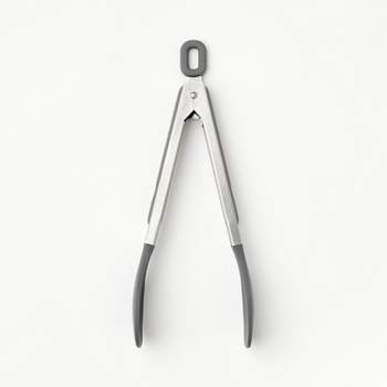 12 Stainless Steel Tong with Silicone Tip Dark Gray - Figmint