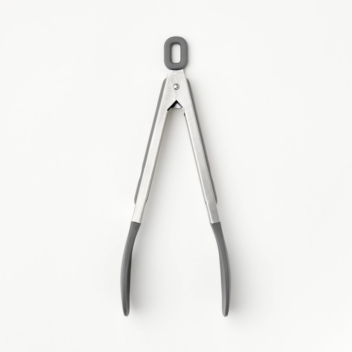 9" Stainless Steel Tong with Silicone Tip Dark Gray - Figmint™: Kitchen Tongs, Dishwasher-Safe, 11.02" Length
