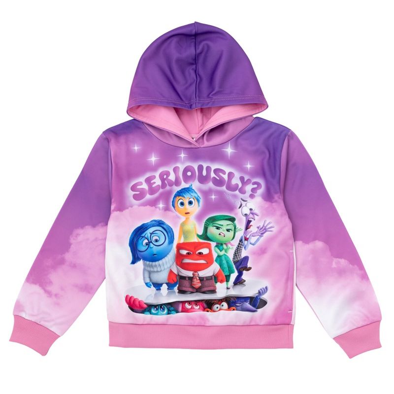 Disney Inside Out Little Girls Fleece Pullover Hoodie Purple / Pink 4