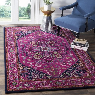 Bellagio Pink and Navy 6' x 9' Handmade Wool Area Rug