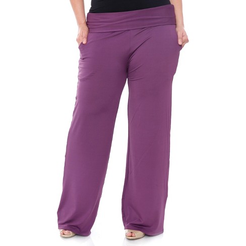 Women's Plus Size Solid Palazzo Pants Purple 1x - White Mark : Target