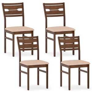 Tangkula Dining Chair Set of 4 w/ Rubber Wood Frame Padded Seat Curved Backrest - 1 of 4