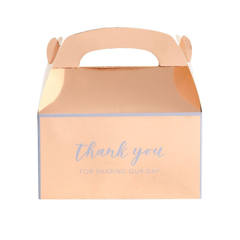 Sparkle and Bash 24 Pack Rose Gold Thank You Party Favor Gable Gift Boxes for Wedding, Birthday Party, 6.25 x 3.5 x 3.5 In, 4 of 9