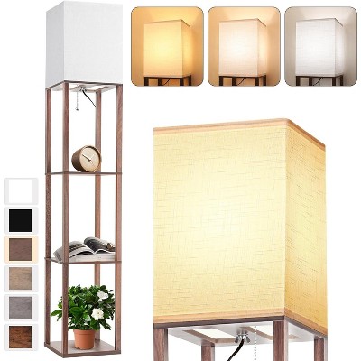Floor Lamp with Shelves for Living Room, Shelf Floor Lamp with 3 CCT LED Bulb, Corner Display Standing Column Lamp
