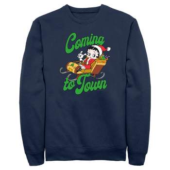 Men's Betty Boop Christmas Coming to Town Pudgy Sweatshirt