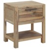 vidaXL Nightstand Bedside Cabinet Nightstand with Drawer Solid Acacia Wood and Engineered Wood - 2 of 4
