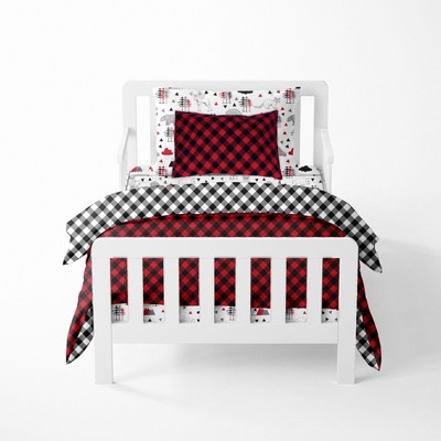 Bacati - Lumberjack Red Black 5 pc Toddler Bedding Set