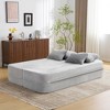 Wooakway 80" Beige Upholstered Convertible Sofa with Armrest Plush Sleeper Sofa with 4 Pillows - 2 of 4