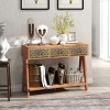Console Table With Storage For Entryway,Multi-Functional Entryway Table With 3 Drawers,Sofa Table Behind Couch With Open Storage Shelf-Cuddlewood - 4 of 4