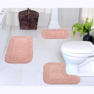 Radiant Collection Cotton Ruffle Pattern Tufted Set of 3 Bath Rug Set - Home Weavers - 1 of 4