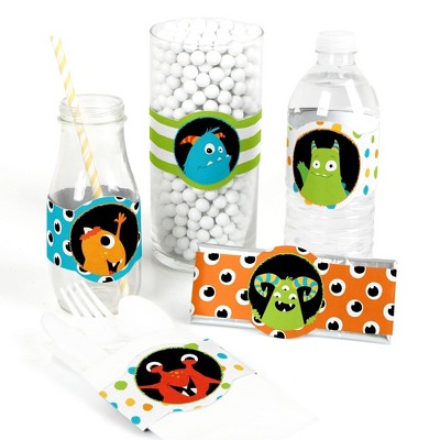 Big Dot of Happiness Monster Bash - DIY Party Supplies - Little Monster Birthday Party or Baby Shower DIY Wrapper Favors & Decorations - Set of 15