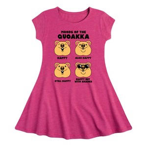 Girls' - Instant Message - Quokka Moods Fit & Flair Cap Sleeve Graphic Dress - 1 of 4