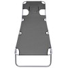 vidaXL Foldable Sunlounger with Head Cushion Adjustable Backrest Gray - 3 of 4