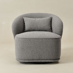 KINWELL Modern Boucle Upholstered 360° Swivel Accent Chair - 1 of 4