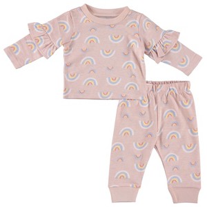 Chick Pea Baby Girl Layette Long Sleeve Newborn bodysuit and Pants Jogger Set - 1 of 4