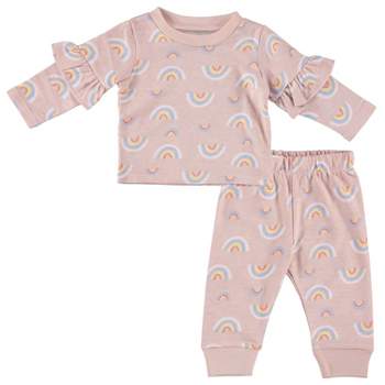 Chick Pea Baby Girl Layette Long Sleeve Newborn Onesie and Pants Jogger Set