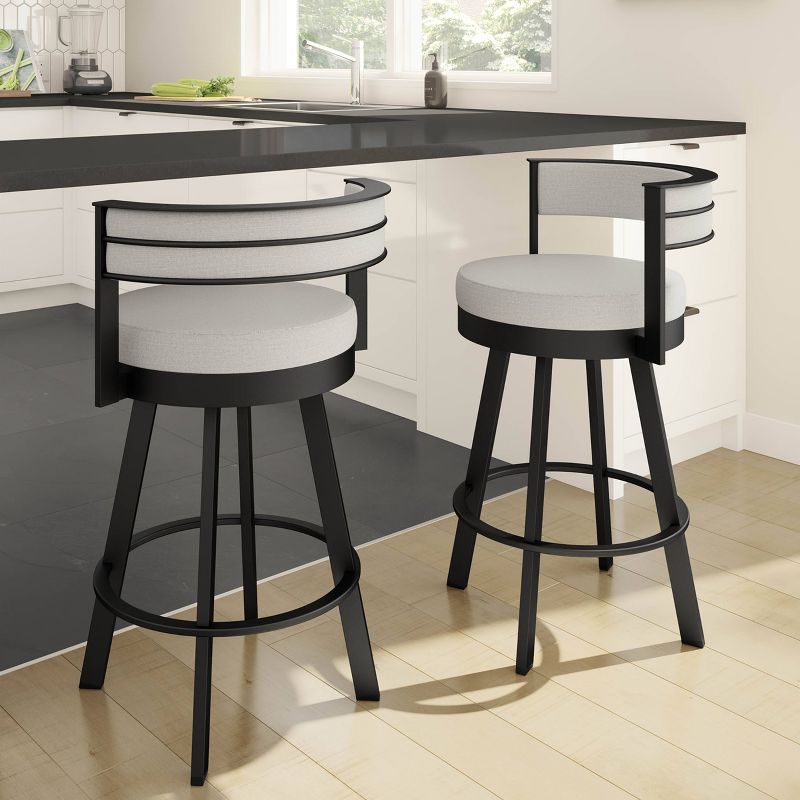 Amisco Browser Upholstered Counter Height Barstool Light Gray/Black, 6 of 8