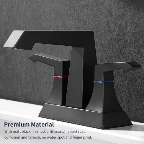 2-Handle Heavy Duty Bathroom Faucet in Matte Black, Modern Style, Deck Mounted with Drain and Supply Kits. - image 1 of 4