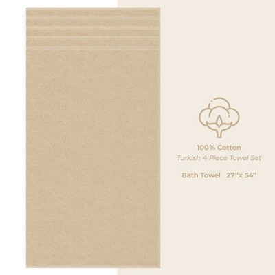 Beige 4 Piece Turkish Cotton Bath Towel Set