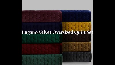 Indigo Twin Velvet Honeycomb Quilt and Sham Set