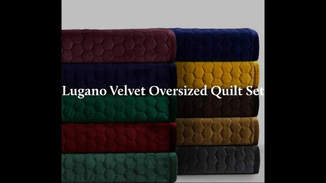 Lugano Honeycomb Velvet Oversized Solid Quilt Set - Tribeca Living, 2 of 8, play video