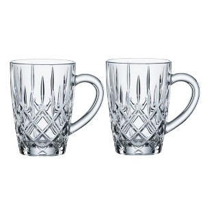Nachtmann Noblesse 11.7oz Hot Beverage Glasses (Set of 2), 4.5" Crystal Vintage Styled Coffee Mugs, Diamond-Cut Drinkware Set, Durable & Stylish - 1 of 4