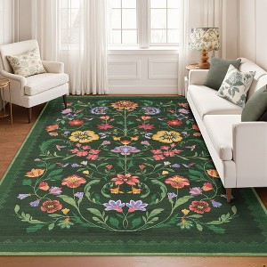 Washable Rugs for Living Room, Non Slip Floral Area Rug - 1 of 4