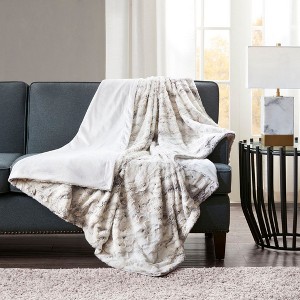 Sapphtopaz 1PC Luxuriously Oversized Faux Fur Throw Blanket, Reversible Blanket, 70x60", Machine Washable and Steam Iron for Living Room or Bedroom - 1 of 4