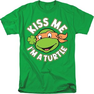 Teenage Mutant Ninja Turtle St. Patrick's Day Kiss Me Adult T Shirt, Kelly Green - 1 of 4