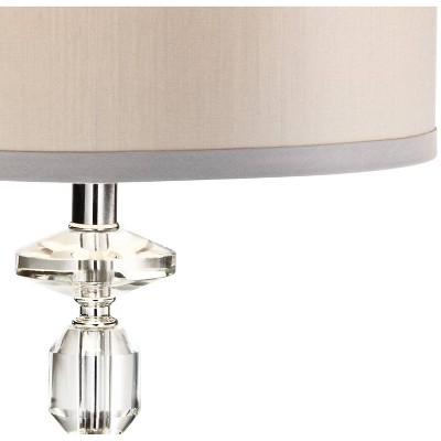Vienna Crystal Table Lamp with Gray Drum Shade