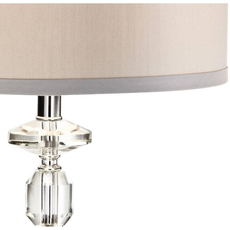 Vienna Full Spectrum Traditional Glam Table Lamp with USB Charging Port 26.5" High Crystal Column Gray Drum Shade Living Room Bedroom House, 5 of 10