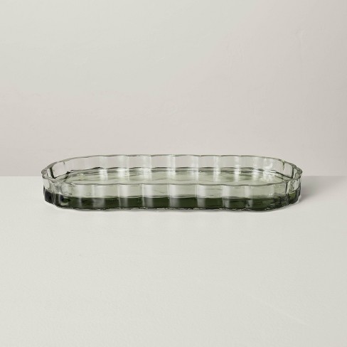 Fluted Glass Bathroom Tray Light Green - Hearth & Hand™ with Magnolia - image 1 of 4